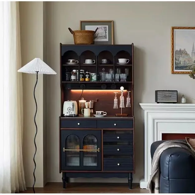 

Solid wood dining side cabinet integrated wall cabinet locker retro living room storage cabinet kitchen