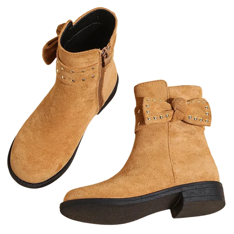 

2025 New Winter Girls Ankle Boots Fashion Korean Children Bow High Heels Boot Popular Movies KPop Demon Hunter Same Style Shoes