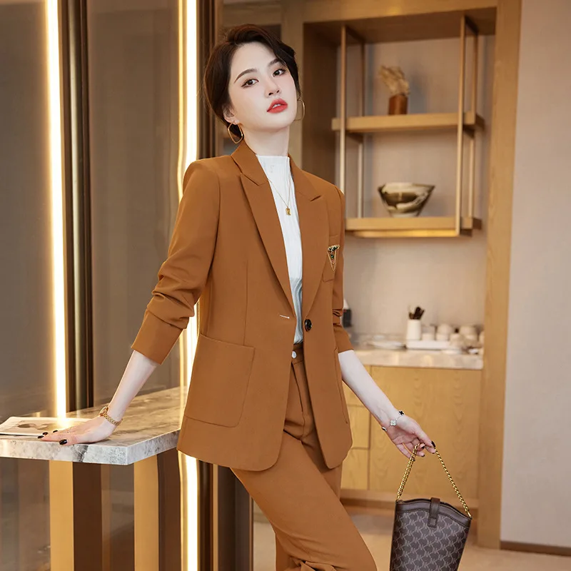 

Women Business Work Wear Suits Autumn Winter Formal OL Styles Professional Pantsuits Trousers Set Blazers with Pants and Tops