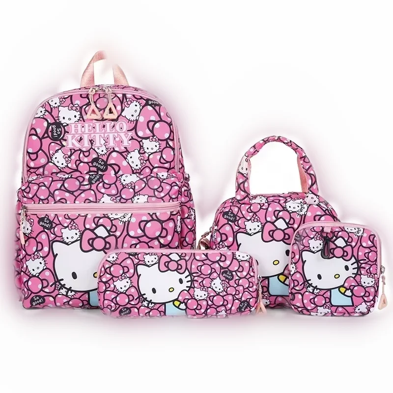 

lunch box bag Sanrio kuromi schoolbag 4pcs hello kitty student backpack fashion cartoon pencil case shoulder messenger bag