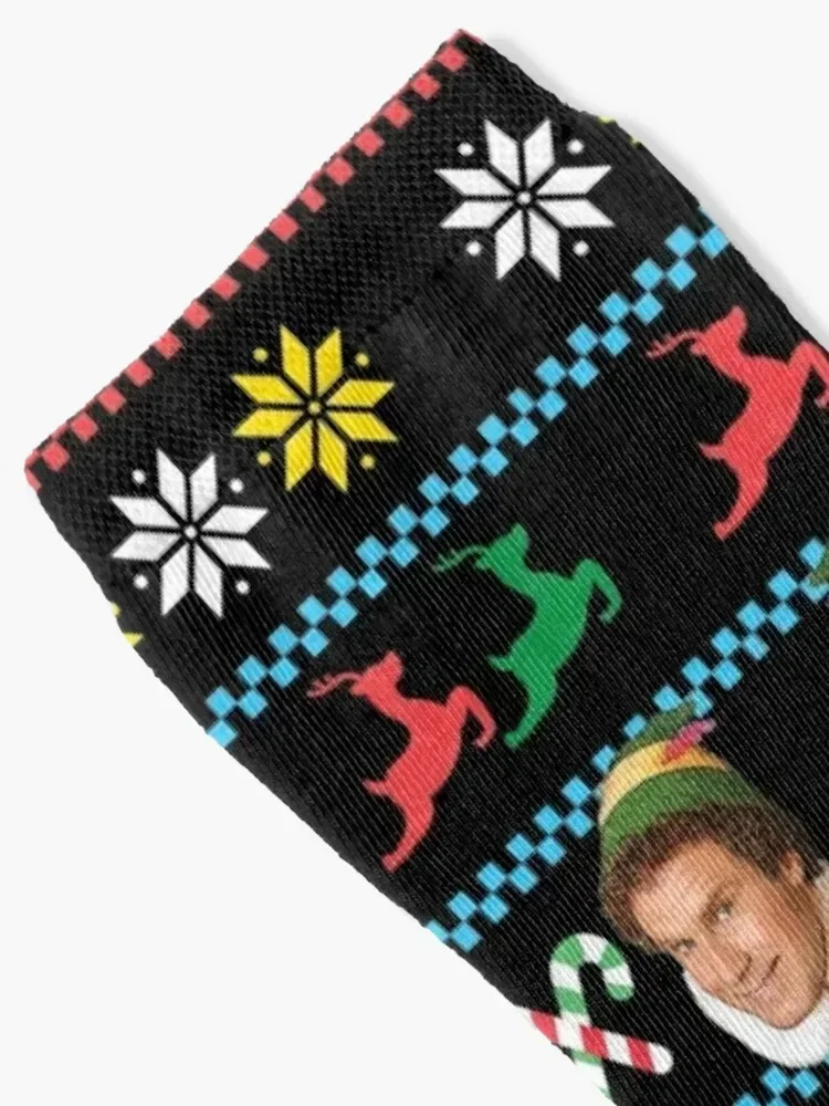 Buddy The Elf Ugly Christmas Sweater Design Classic Xmas Movie Fun Gift Will Ferrell Socks compression Socks Man Women's