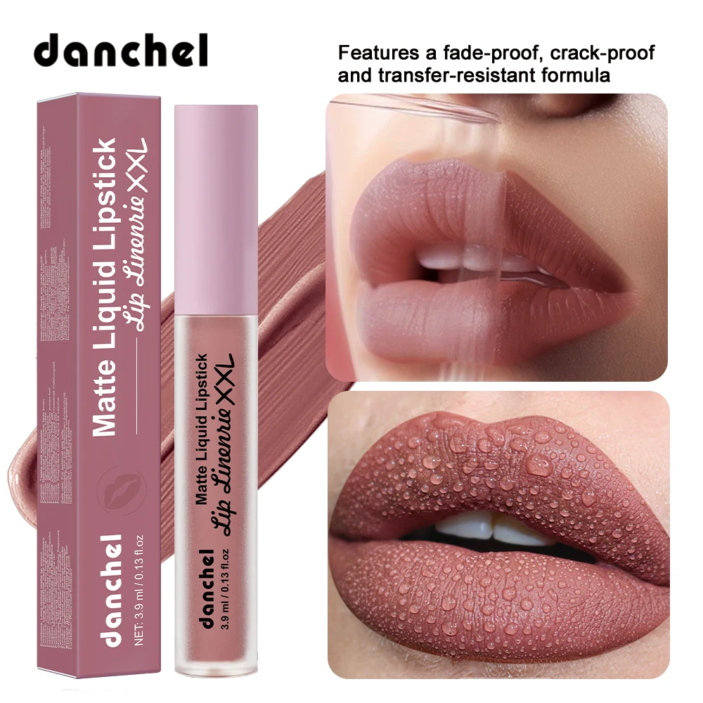 Matte Liquid Lipstick 16h Long Lasting Full Matte Makeup Effect High Saturation Color Velvety Smooth Creamy Texture Lip Gloss