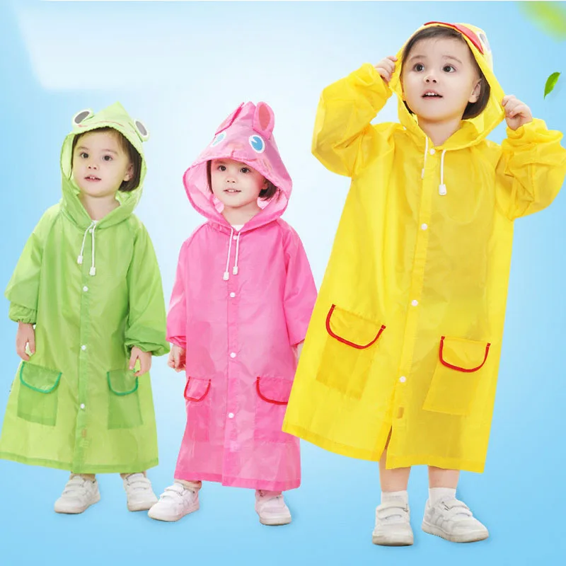 Kids Baby Raincoat Cartoon Animal Style Waterproof Rain Coat Rainwear Student Poncho thick fabric raincoat Coat Kids