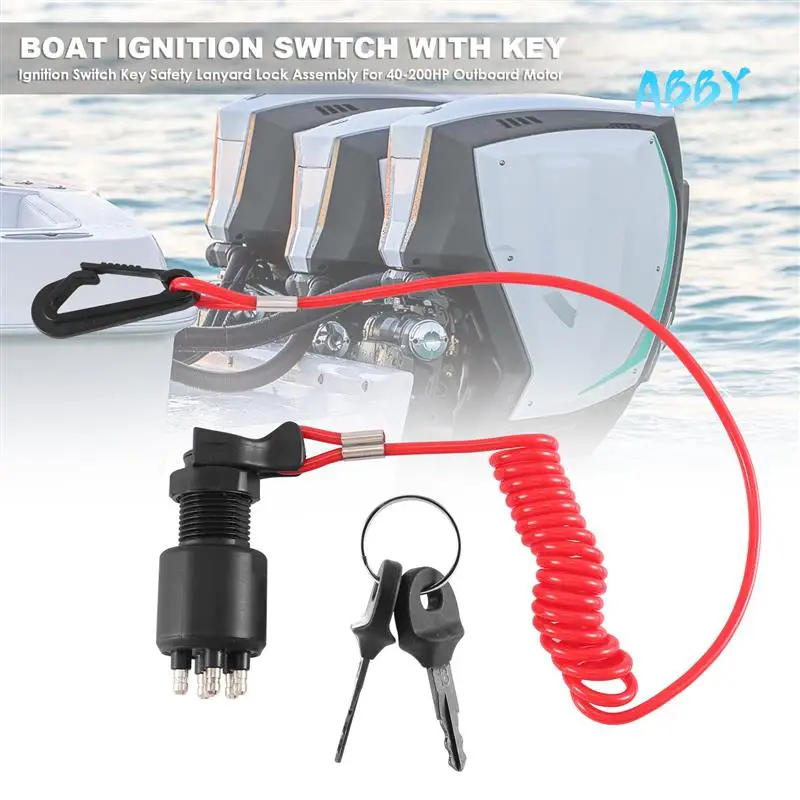 

ABBY-Ignition Switch Key Safety Lanyard Lock Assembly For OMC BRP 1996 Up Johnson Evinrude 5005801 For Evinrude For Johnson