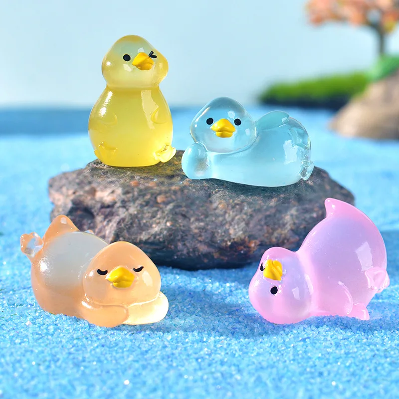 20 piezas Mini patos perezosos luminosos, micropaisaje de musgo, figuritas de pato en miniatura, accesorios de jardín de hadas, decoración del hogar que brilla en la oscuridad