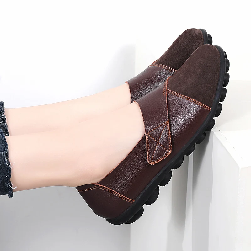 2024 New Women Flats Ballet Shoes Woman Cut Out Leather Breathable Moccasins Women Boat Shoes Ballerina Ladies Casual Shoes Plus