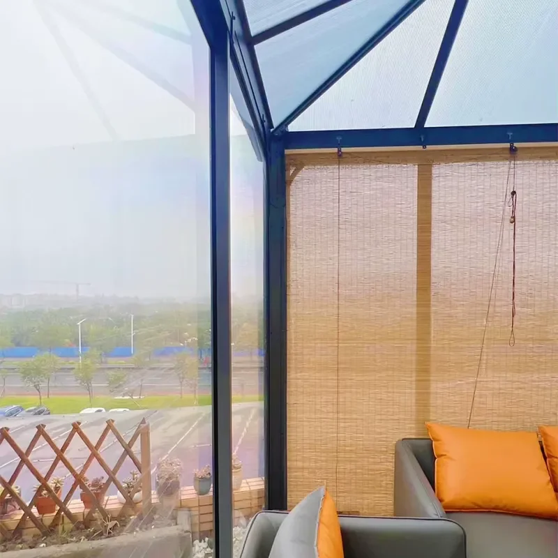 Custom 4 Season Aluminum Frame Glass Villa Courtyard Flat Roof Tempered Glass Design Greenhouse Sunroom