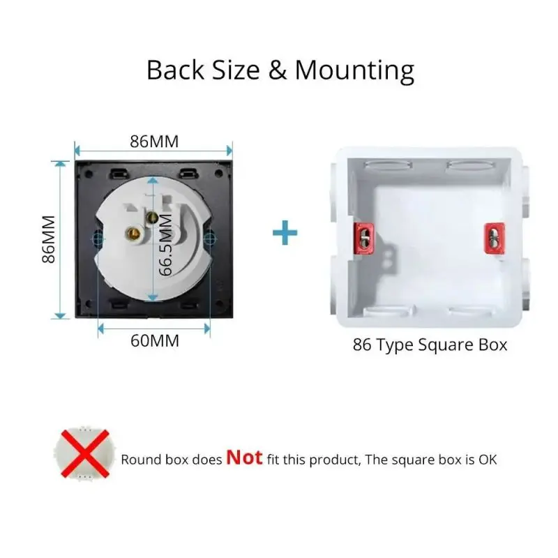 White Light for Glass Panel Switch Button, Eu Uk Standard round Reset Point Switch, Bedroom Usb Switch Socket1-4gang AC110V-250V