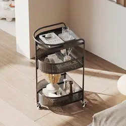 Nordic Movable Sofa Side Table Living Room Multi-Layer Snacks Toys Books Trolley Storage Rack Bedroom Sundries Nightstand