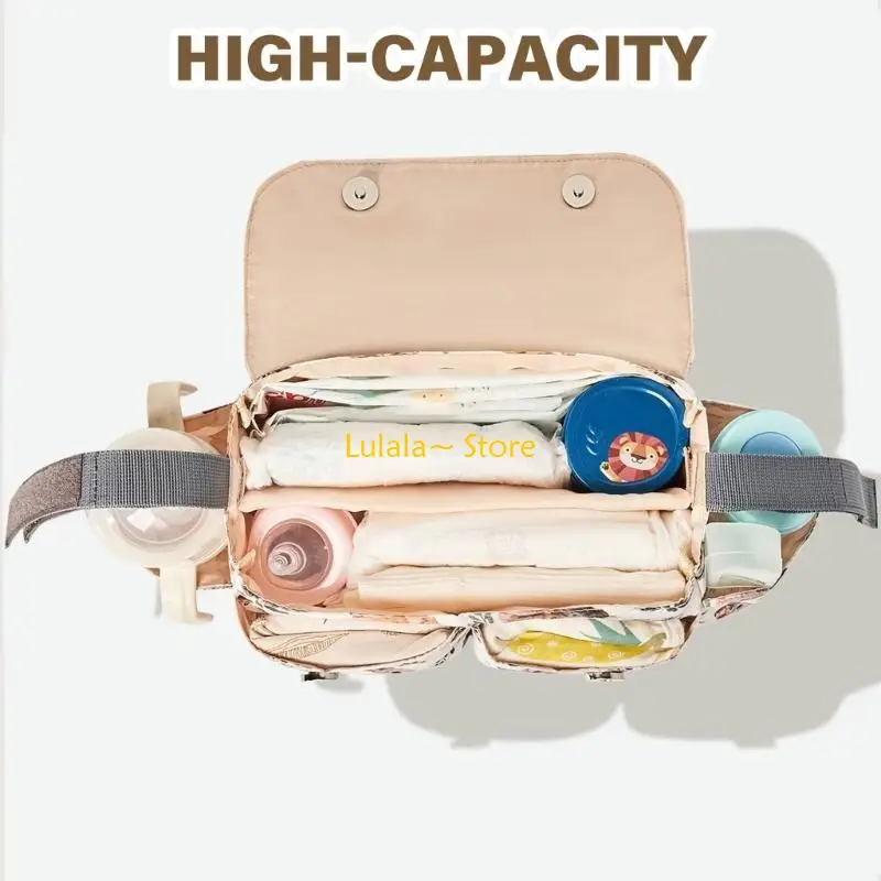 

Y4QA Functional Strollers Bag Baby Mom Handbag Portable Travel Carrying Case Organiser Wipes Nappy Diaper Storage Solution