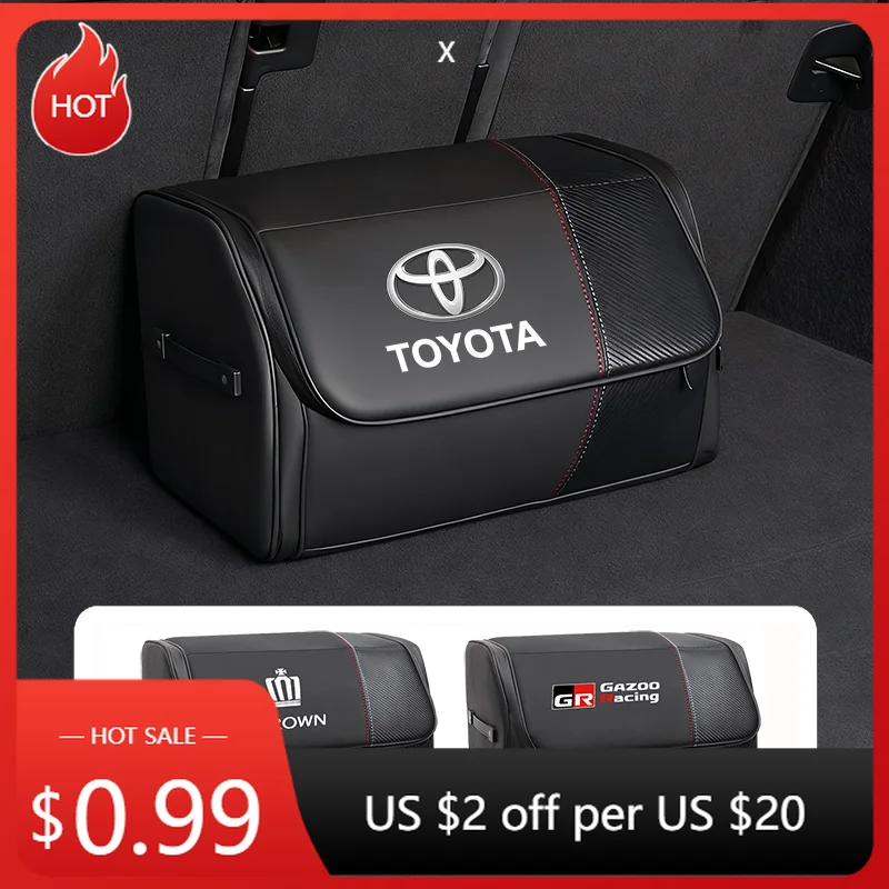 

Для Toyota 2026, горячие колпаки-концентраторы, автомобильная кожаная сумка для хранения большой емкости, органайзер для багажника автомобиля, коробка для Toyota Corolla Yaris Aygo Prius