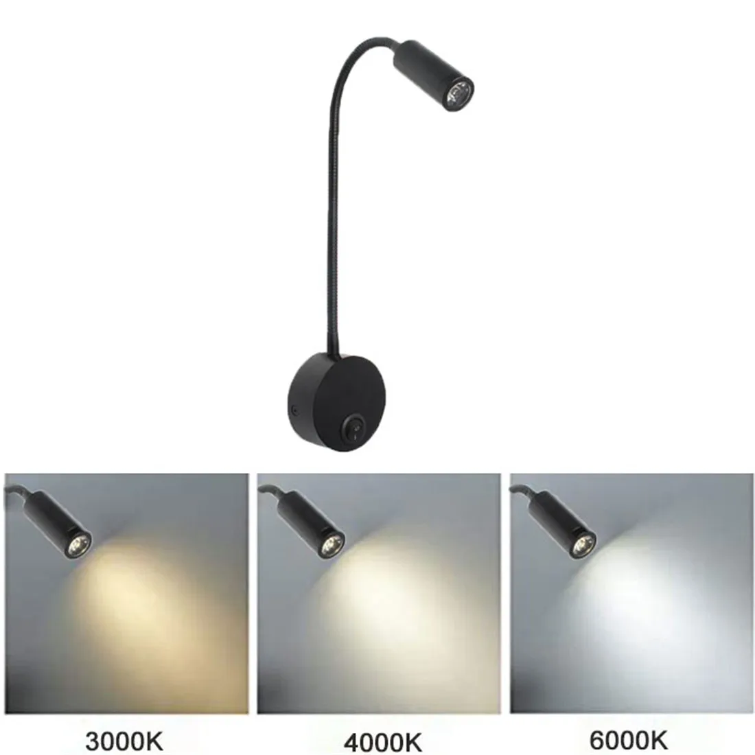 USB Charging Port Black Silver White led Reading Light 3000K 4000K 6000K 3W LED USB Gooseneck Wall Lamp for Hotel Home Bedside