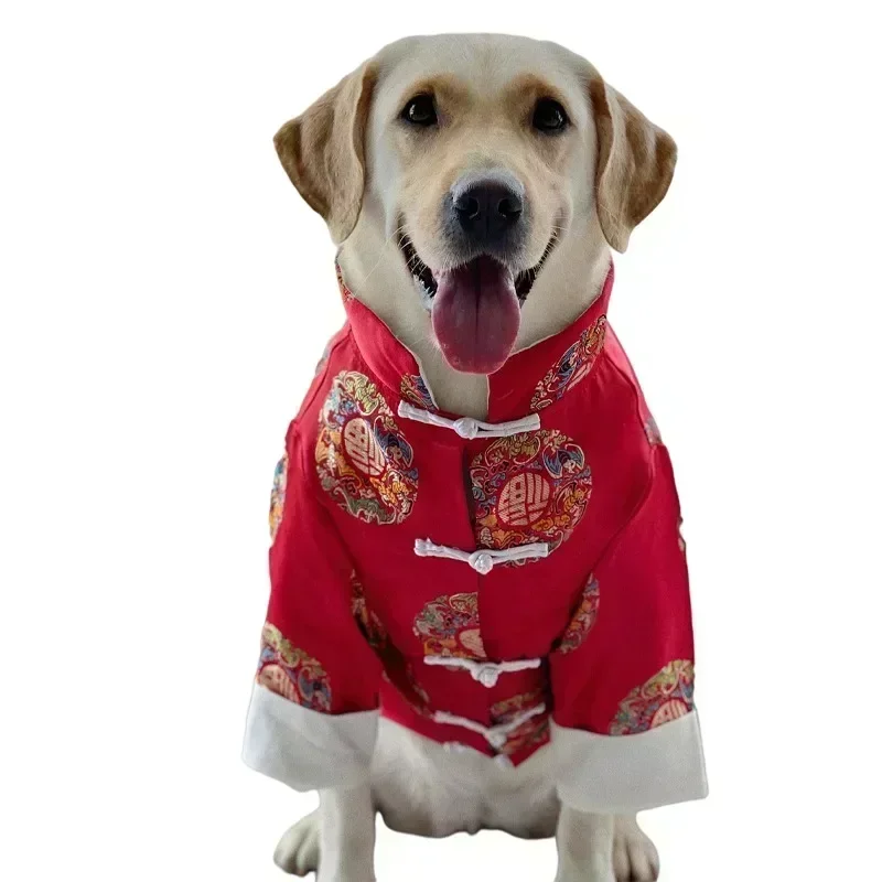 Big Dog Shirt Chinese New Year Dog Clothes Tang Suit Cheongsam Corgi Shiba Inu Samoyed Husky Labrador Golden Retriever Clothes