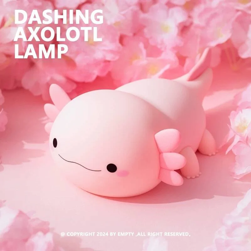 

Cute Axolotl Night Light , Animal Silicone Night Lamp Touch Control Nightlights Rechargeable Bedside Lamp for Baby Children Gift