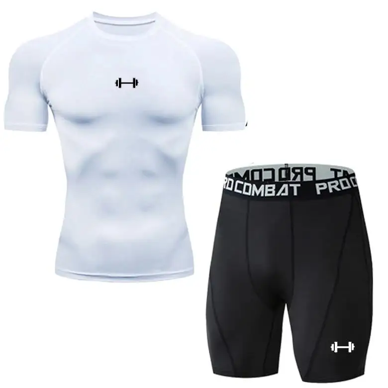 2026  2pcs Men Compression Sportswear Suit Elastic Training Sports Yoga Sets Workout Jogging Fitness Clothing Tracksuit