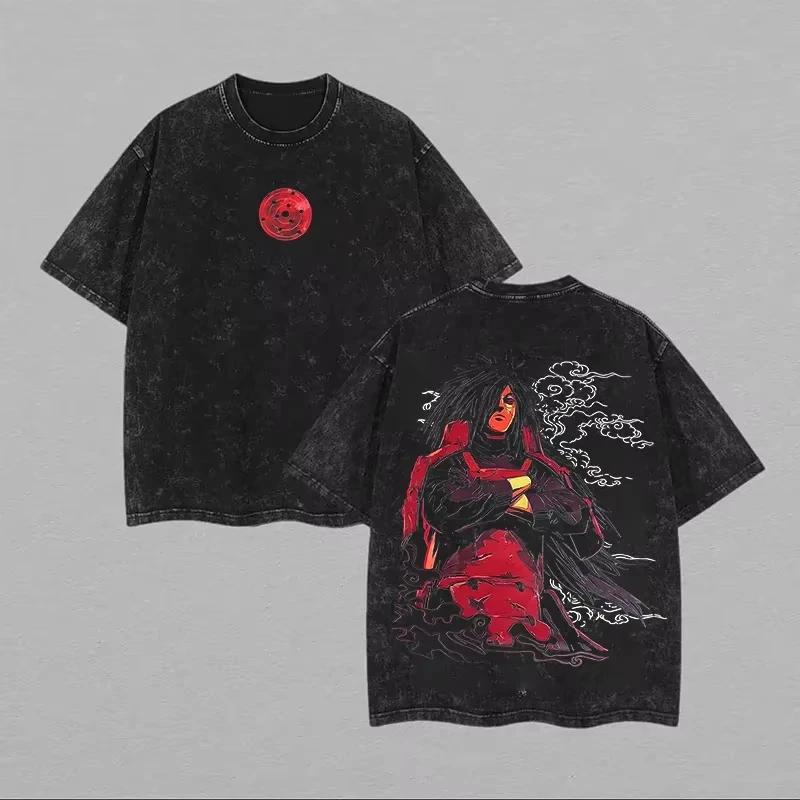 Camiseta Senju 2026, Camiseta de Manga Naruto, Estilo Vintage Lavado, Oversize, Retro, Anime, Harajuku, Streetwear, Ropa Gráfica para Hombre, Top de Moda