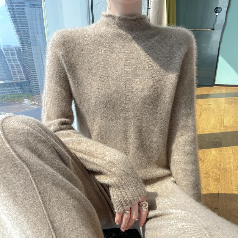

Premium Soft and Sticky High Neck Cashmere Sweater Thickened and Stunning Autumn and Winter Sweater Knitted Base Wool Sweater