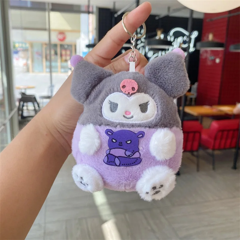 Monedero de felpa de la serie Popular Sanrio, lindo juguete de peluche Kuromi, billetera suave para niños, llavero, decoración, regalo de cumpleaños para niños