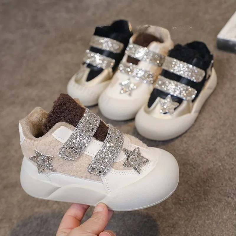 

2025 Winter Children's High Top Thick Soled Hairy Casual Cotton Shoes Girls' Fashion Versatile Warm Soft Comfortable Snow Boots