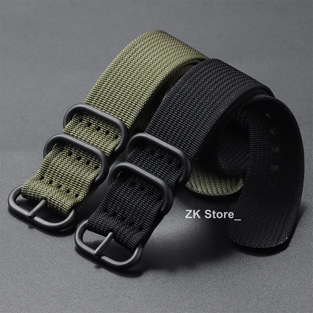 Quality Ribbed Watch Band Black Ring Buckle Nylon Striped Strap for Omega Military Weave Sport Bracelet Belt 18mm 20mm 22mm 24mm