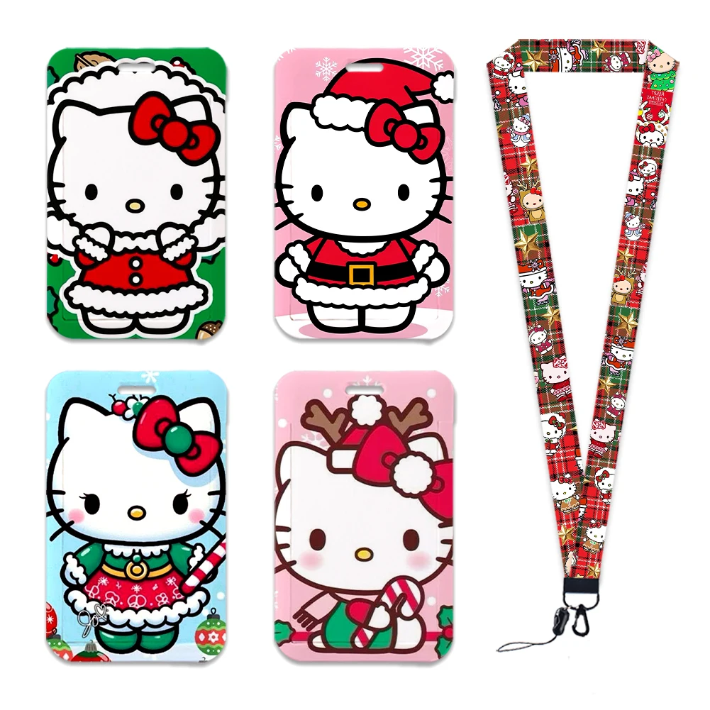 

Christmas Hello Kitty Card Badge Holder Id Card Bus Card Holder Badge Reel Retractable Reel Clip Lanyards Xmas Accessories
