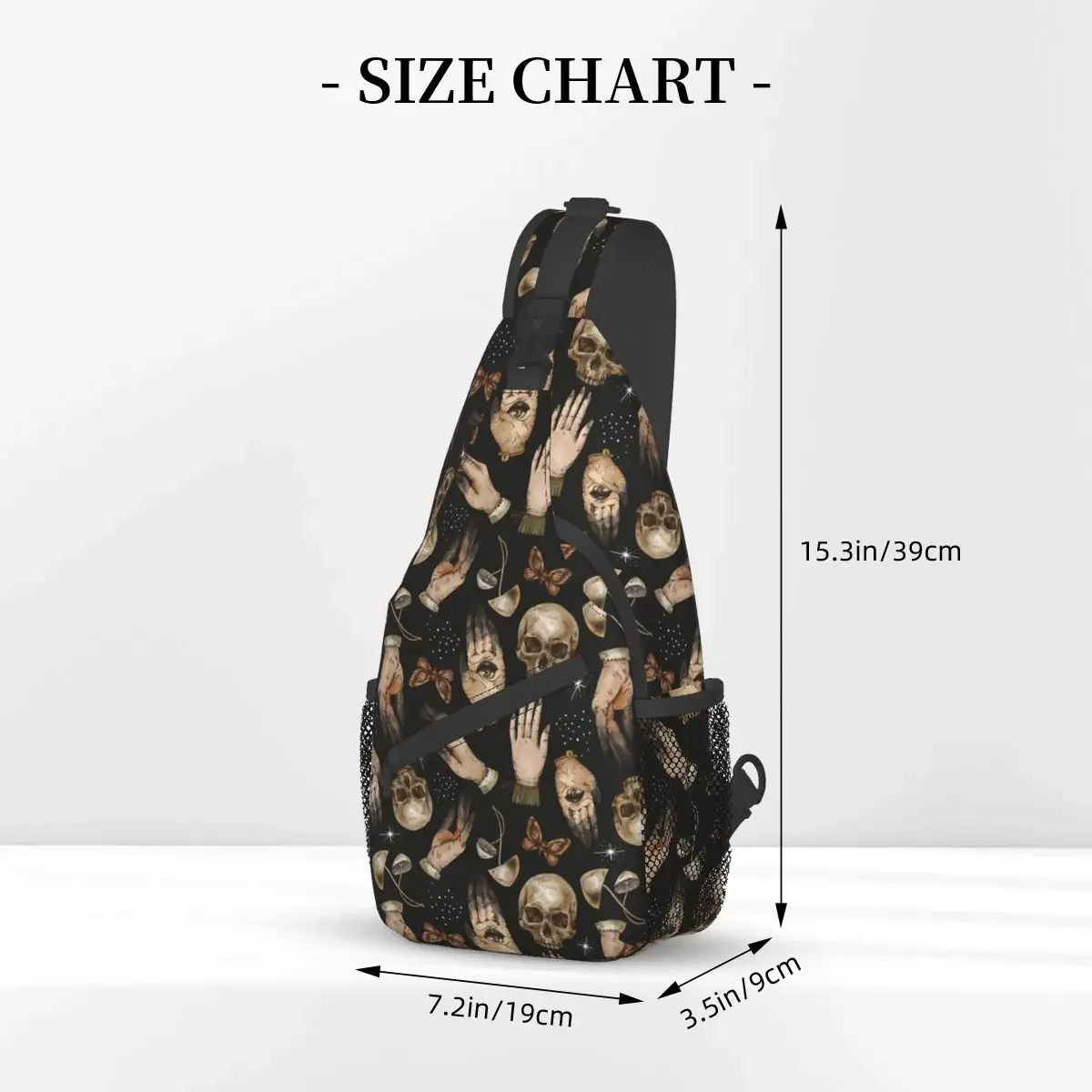 Magical Skull Witch Hands Small Sling Bag Chest Crossbody Shoulder Sling Backpack Outdoor Sport Daypacks Mushroom Men Women Pack