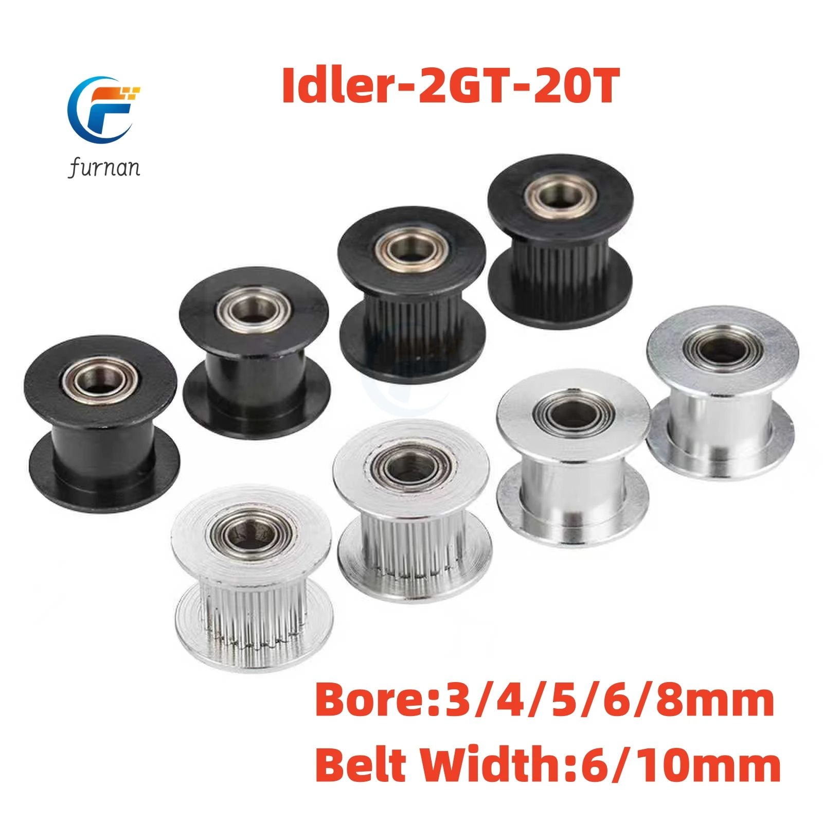 20T 2GT koło rozrządu Bore3/4/5/6/8 dla szerokości 6/10mm GT2 pas synchroniczny drukarka 3D CNC części typu jałowego 2mm