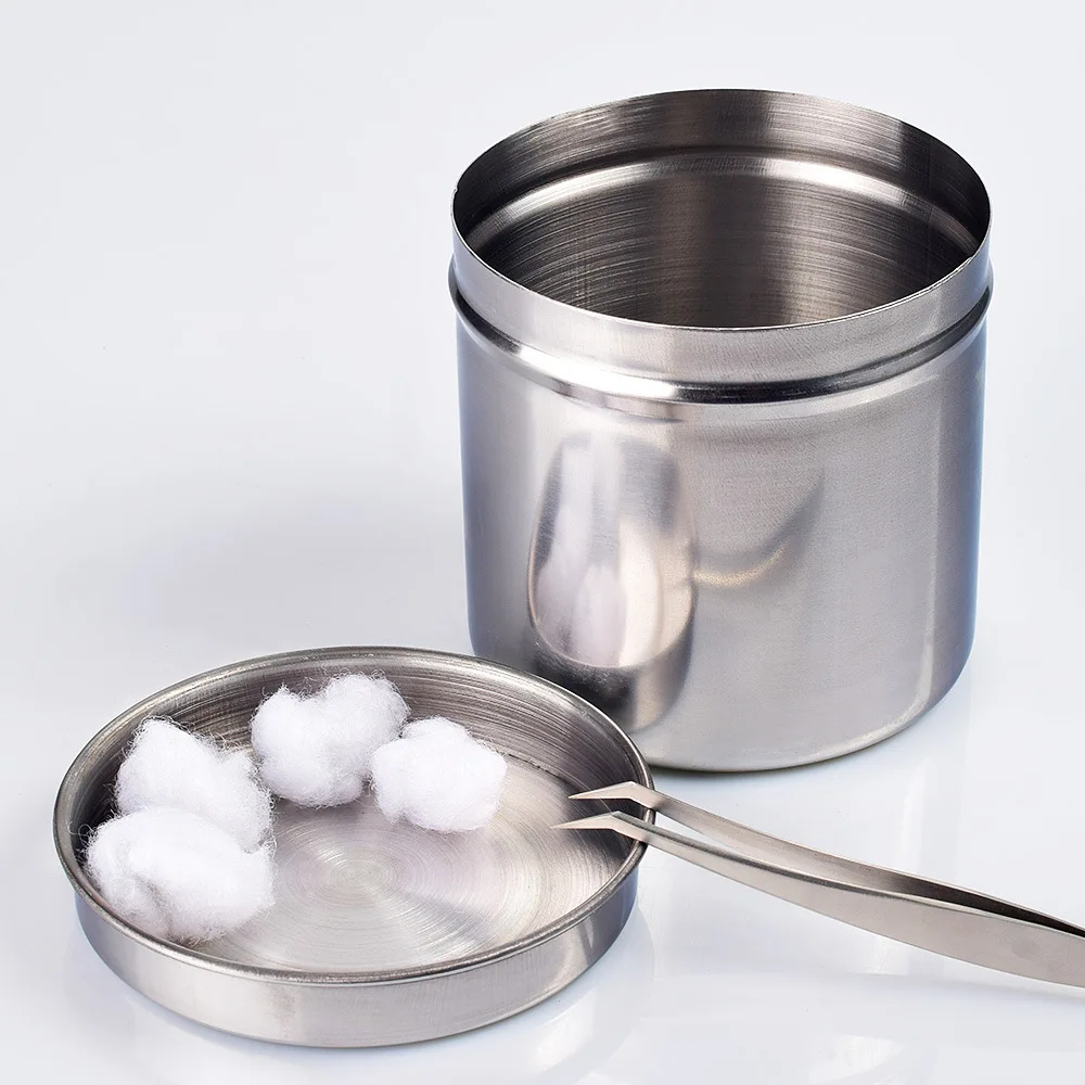 Stainless Steel Dental Medical Cotton Tank Gauze Tampon Sterilizer Box Dentistry Surgery Container Bottle Cosmetic Tattoo 1pcs