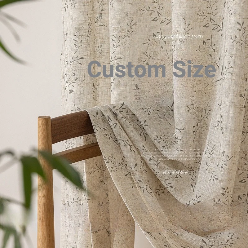 Linen Green Fence Yarn American Mid-century Style Luxury Custom Size Fashion Curtains for Living Dining Room Bedroom Sheer