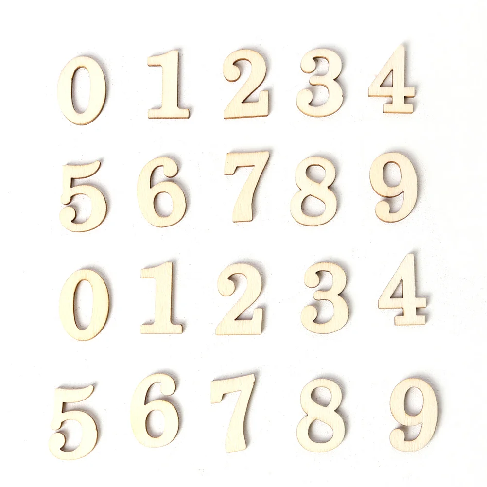 124pcs Assorted Number Alphabet Pieces Wooden DIY Accessories Party Props for Craft Home Decor Wooden Letters