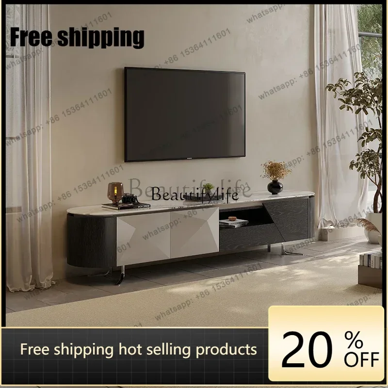 Factory Direct  Italian minimalist TV cabinet marble high-end modern minimalist floor cabinet