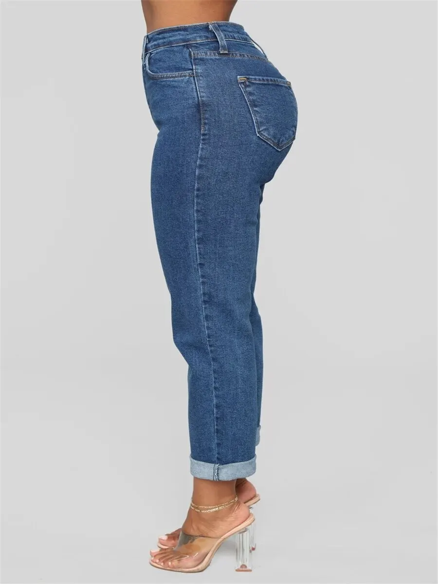 Fashion Casual Solid Color Loose Denim Trousers Ladies Jeans Women's Clothing