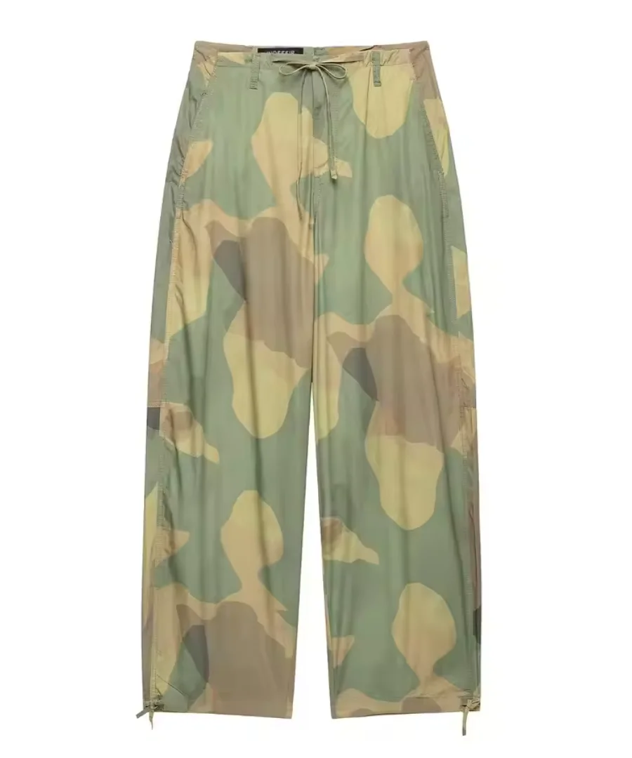 Women's Camouflage Cargo Pants, Drawstring High-Waisted Wide-Leg Pants, Adjustable Cuffs, Casual Outdoor Straight-Leg Pants, 2026 New Model