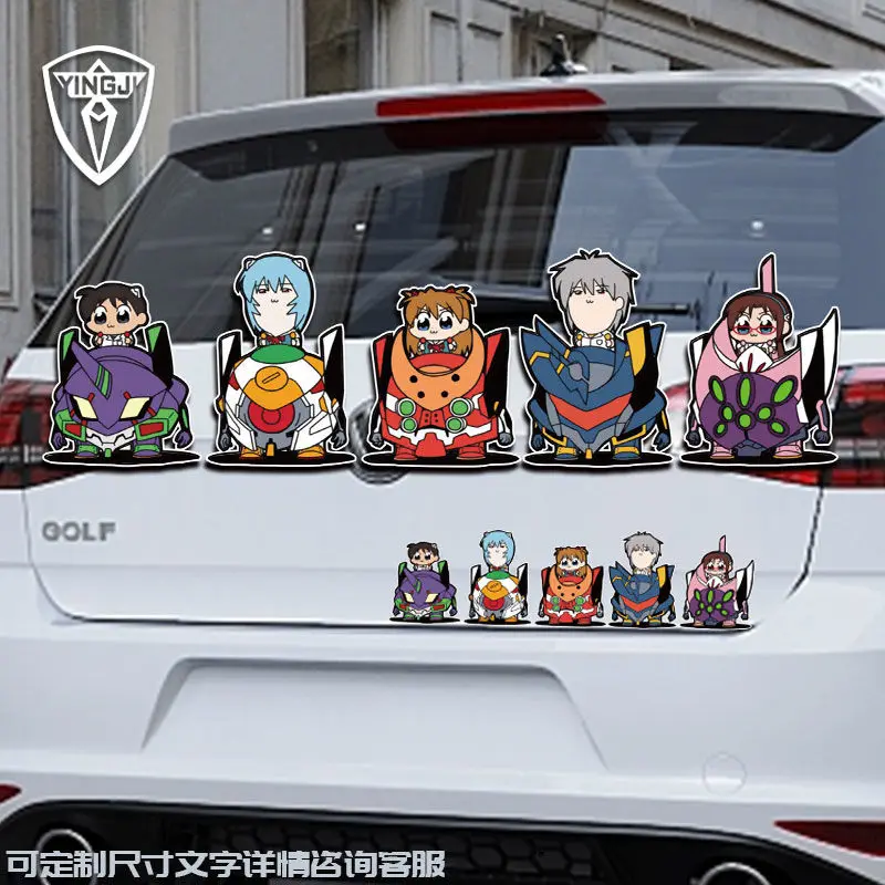 Cartoon Cute Anime Peripheral Funny Reflective Sticker EVA EVANGELION Waterproof Sunscreen Car Window Body Sticker Decoration