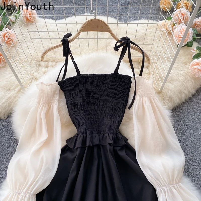 Sexy Off Shoulder Dress Women Autumn Flare Sleeve Bandage Dresses Fashion Y2K Clothes Slim Black Evening Vestidos Long Robe