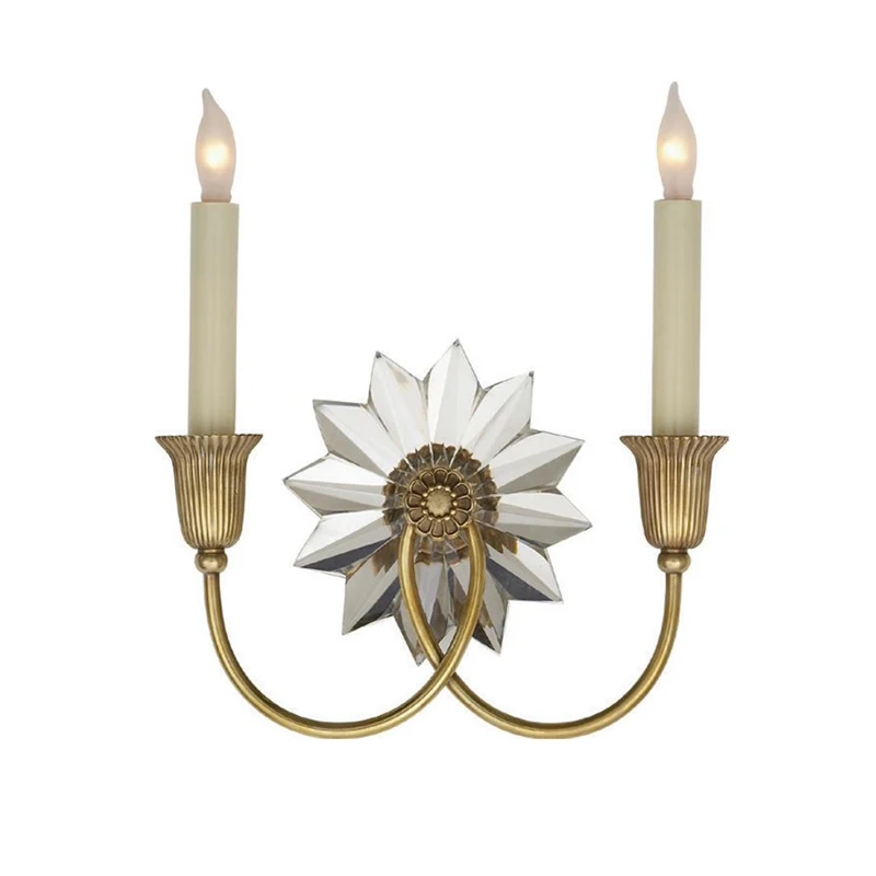 

Настенный светильник VisualComfort Castle Peak Small Bath Sconce, хрустальный, современный, американский, медный, для зеркала, прихожей, спальни, прикроватный светильник