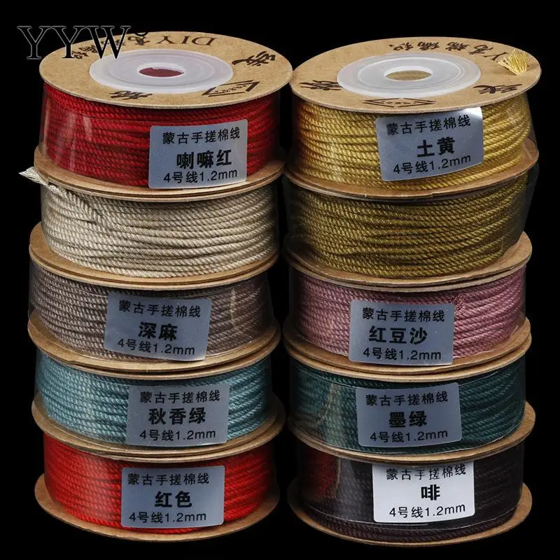 

1mm 1.2mm 1.5mm Cotton Cord Rope For Weave Bracelets Necklace Jewelry Making 3 Strand Wire Colorful Twine Thread String 15-25m