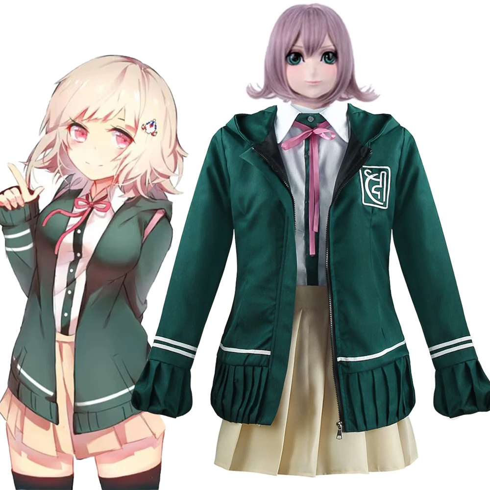 

Nanami ChiaKi Cosplay Costume Danganronpa 2 School Uniform Skirt Dangan Ronpa Backpack Wig Girls Sailor Suit Party Dress