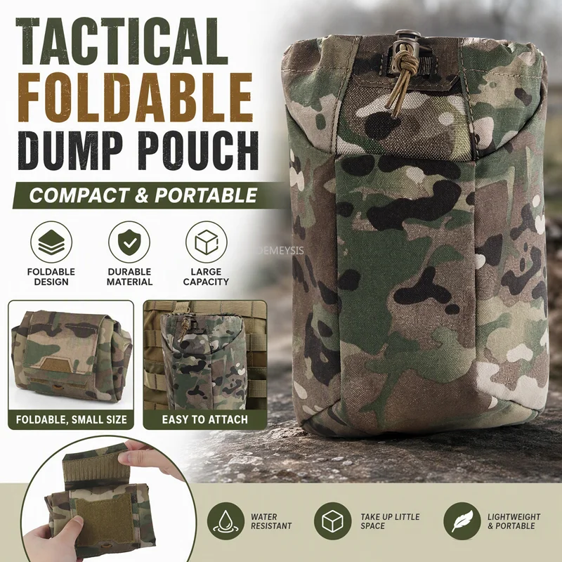 Tactical Dump Pouch Foldable Drop Bag - 전술용 접이식 덤프 파우치, 몰리(MOLLE) 방식의
