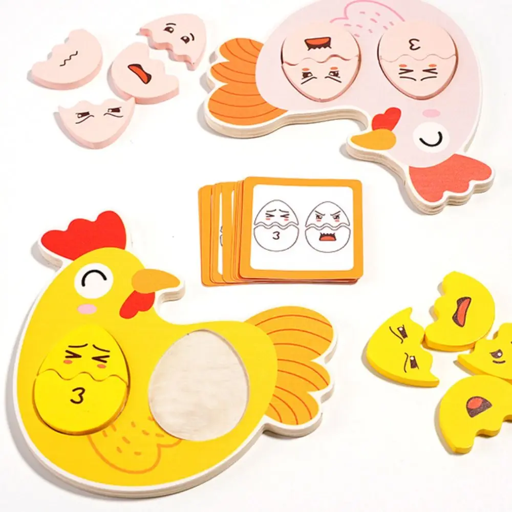 Cartoon Animals 3D Wooden Puzzles Board Double Battle 3D Wooden Puzzle Toy Face Changing Expression Educational