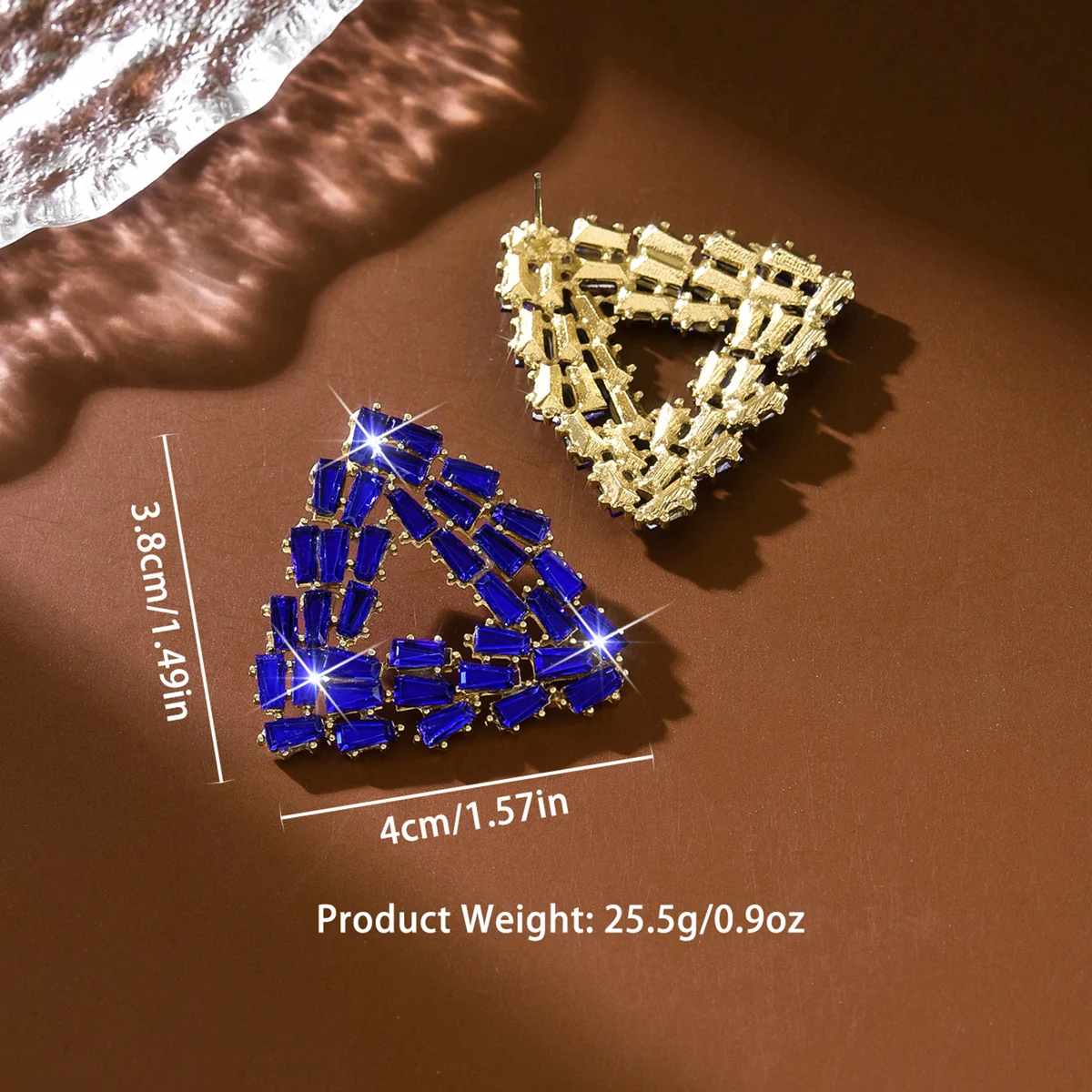 Cold Toned Blue-Green Geometric Triangle Earrings, Ladder Cut Crystal, Summer Birthday Party Outfit Accessories