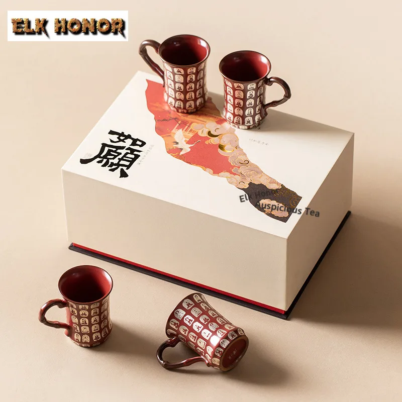 

Old Rock Clay Cinnabar Red Bamboo Joint Tea Set Complete Set Zen Tea Ceremony Set Teapot and Tea Cup Set Teaset Collection