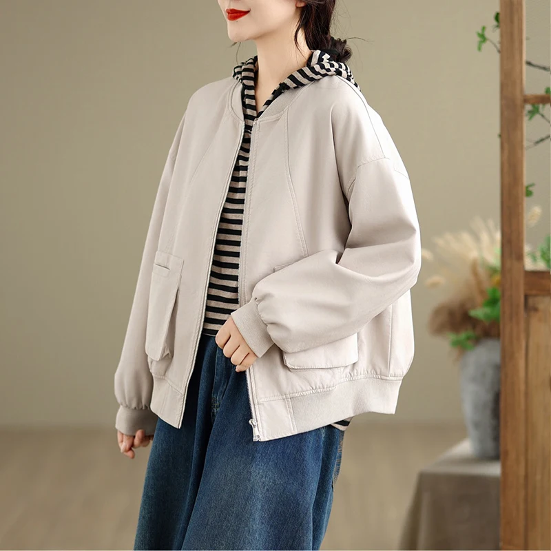 Masss Wasss Autunno Donna Classico Vintage Soild Giacche a vento oversize Moda donna Casual PU Giacche Cappotti larghi in ecopelle