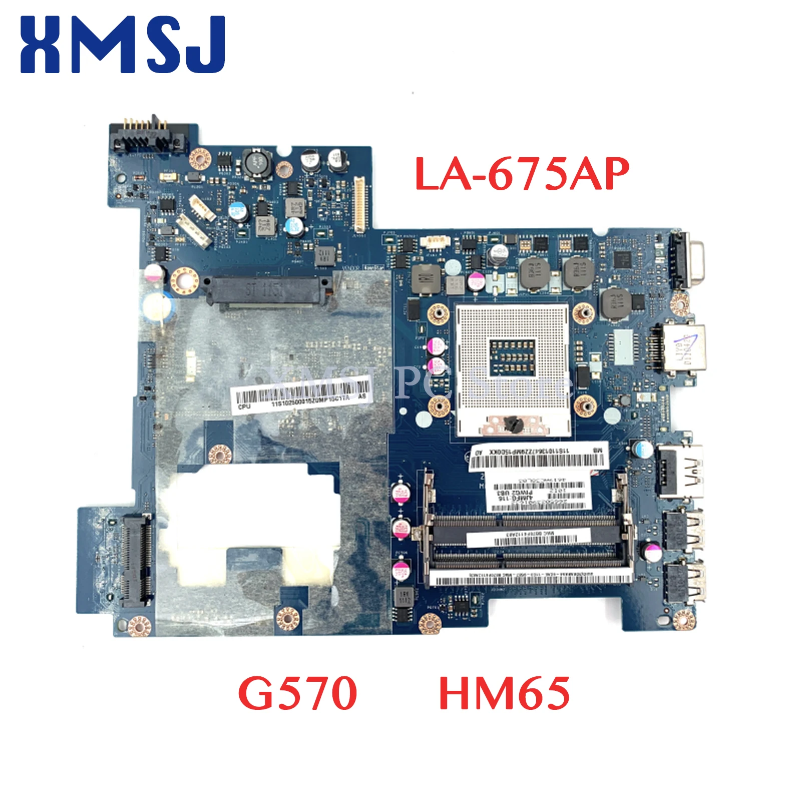 

XMSJ For Lenovo G570 PIWG2 LA-675AP Laptop Motherboard MAIN BOARD HM65 UMA HD Graphic DDR3 Full Test