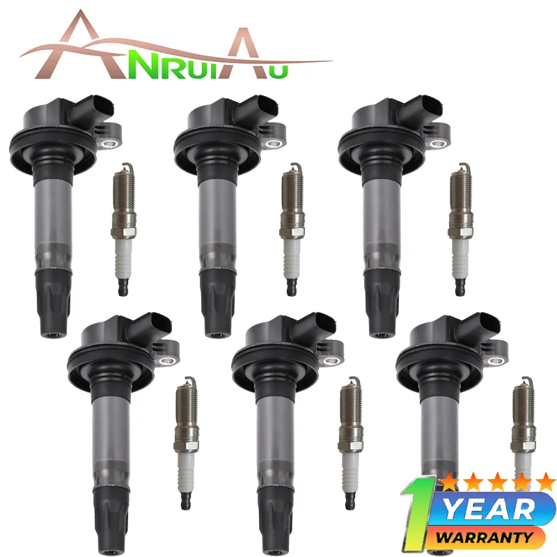 

For Ford Edge Flex Mustang Lincoln MKS MKT MKX 3.5L 3.7L New Set 6 ignition coils with 6 iridium Spark Plugs UF553 5C1652 DG520