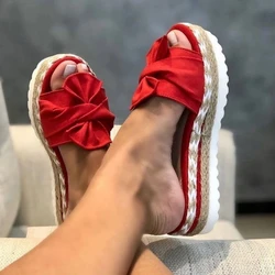 2023 Summer Popular Wedge Women's Sandals Cute Bow Decoration Comfortable Low Heel Women's Shoes size36-43