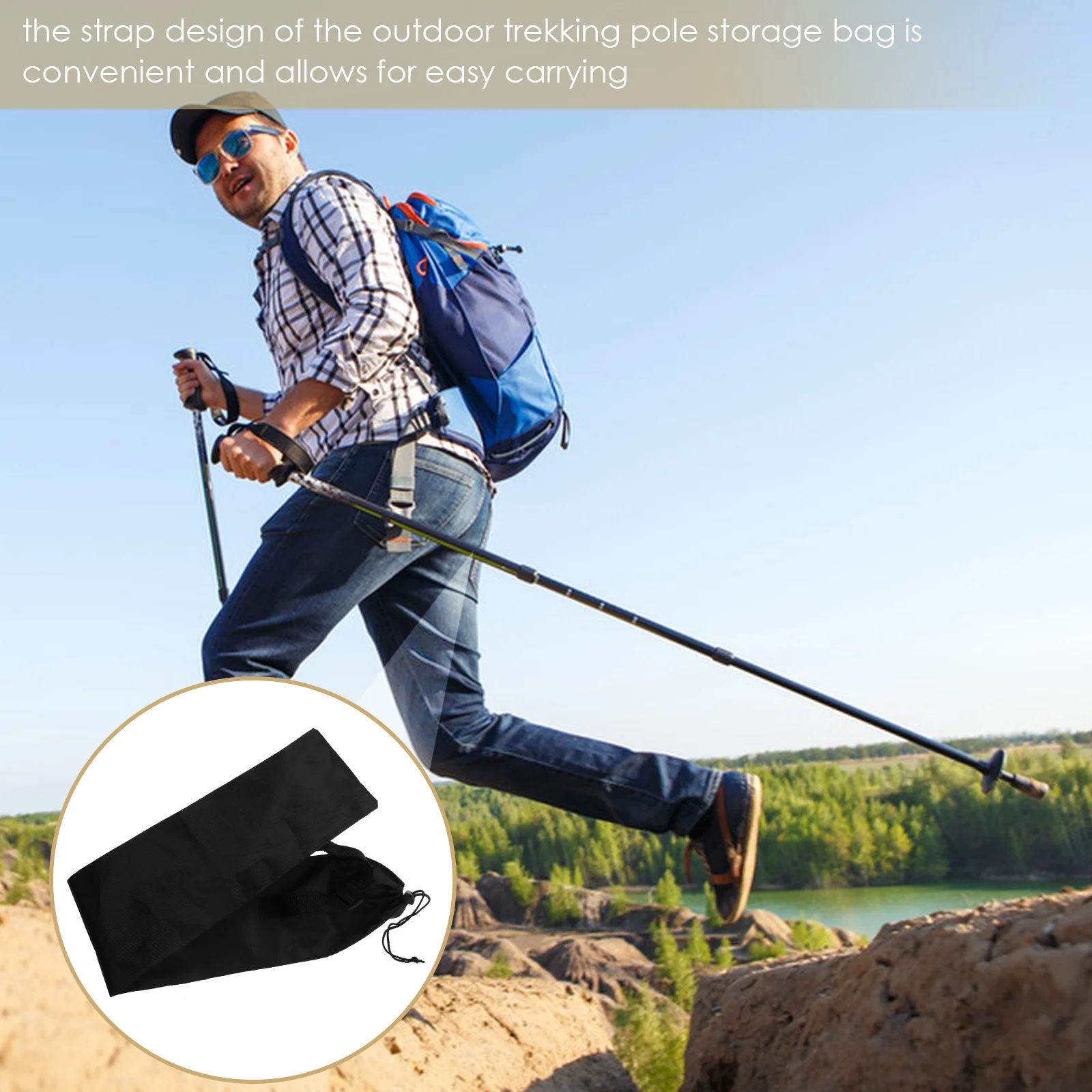 

Waterproof Oxford Cloth Trekking Pole Storage Bag Large Capacity Straight Handle Carrying Bag for Hiking Walking Sticks