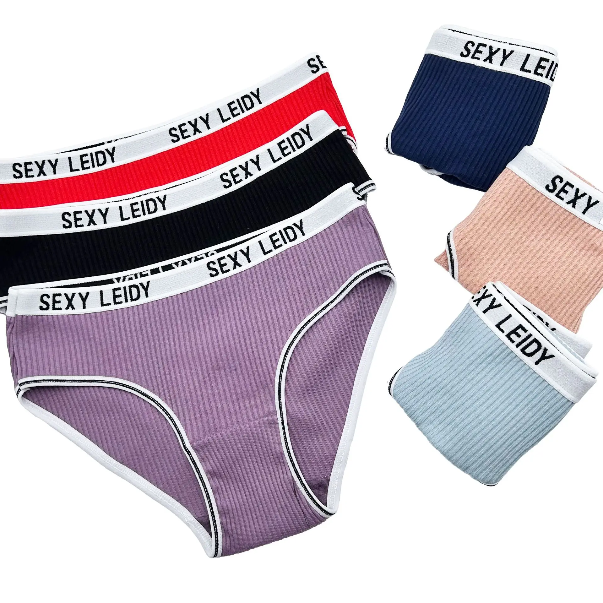 10Pcs/Lot Women's Panties Cotton Underwear Low Waist Briefs Girls Seamless Solid Color Underpant Female Sexy Tanga Thong T Back