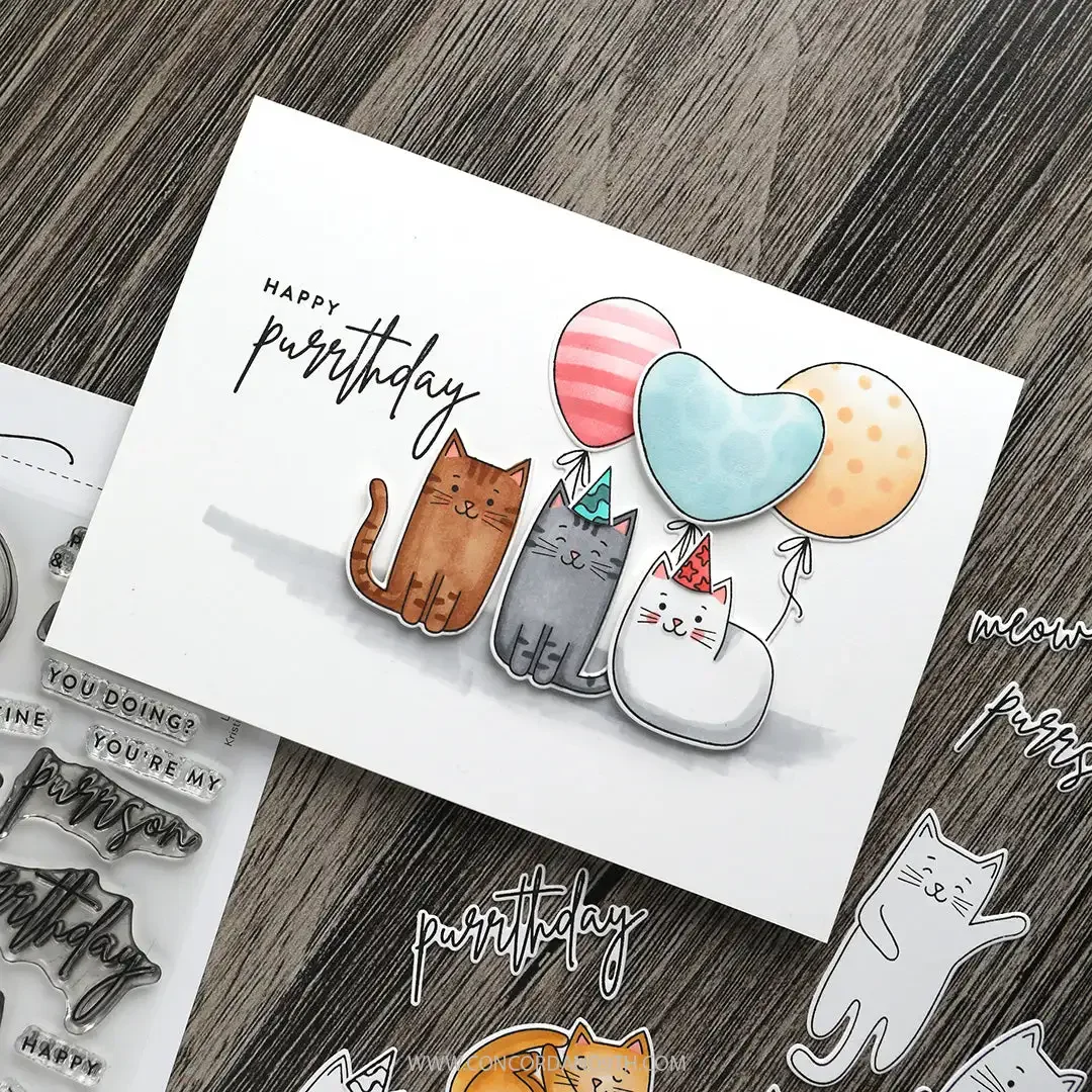 2024 New Birthday Puppy  Banner And Balloons Clear Stamps Metal Cutting Dies Stencil For DIY Scrapbook Decoration Supplies Die