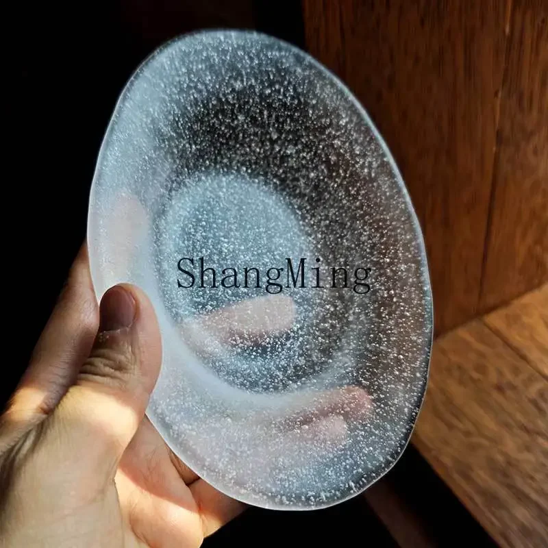 

CL bubble glass plate, oval snack plate, creative fruit salad dessert plate, high-value cloud storage tray